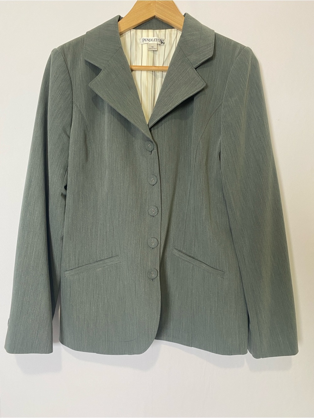 Pendleton Women’s Blazer Jacket Size 10 Gray Minimalist‎ Career Office Classic